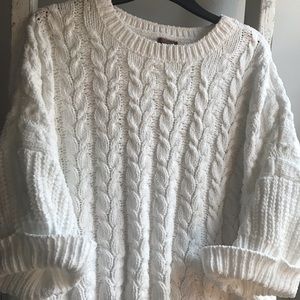 White cable sweater